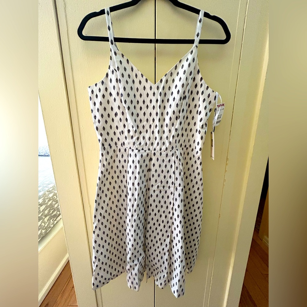 Elegant White and Black Polka Dot Dress